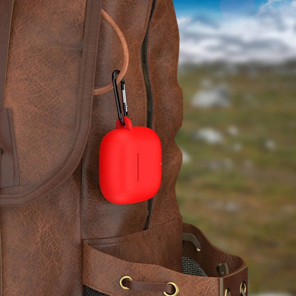 For Huawei FreeBuds SE 2 Charging Bin Sleeve Bluetooth-compatible Earphone Silicone Case Headphone Cover with Buckle - Red - 4