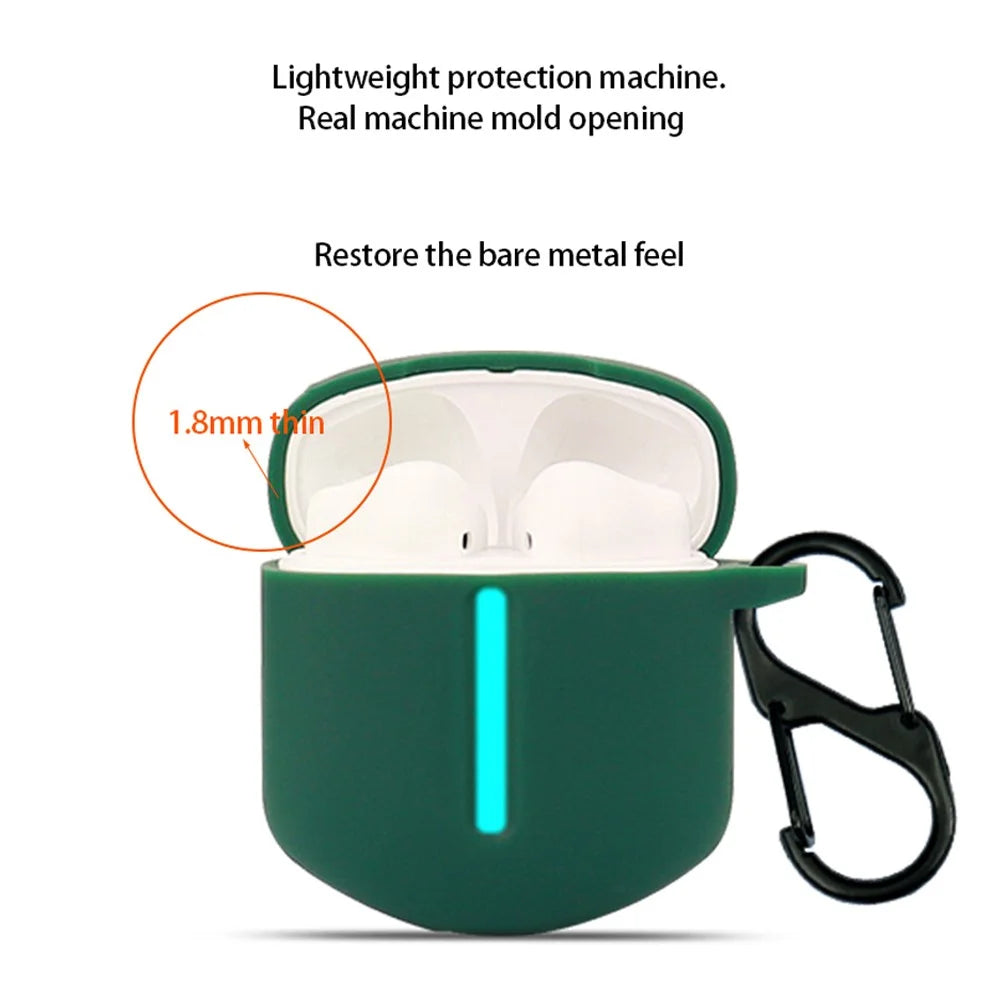 For EDIFIER HECATE GT2 Charging Bin Sleeve Bluetooth-compatible Earphone Silicone Case Headphone Cover with Buckle - Blackish Green - 4