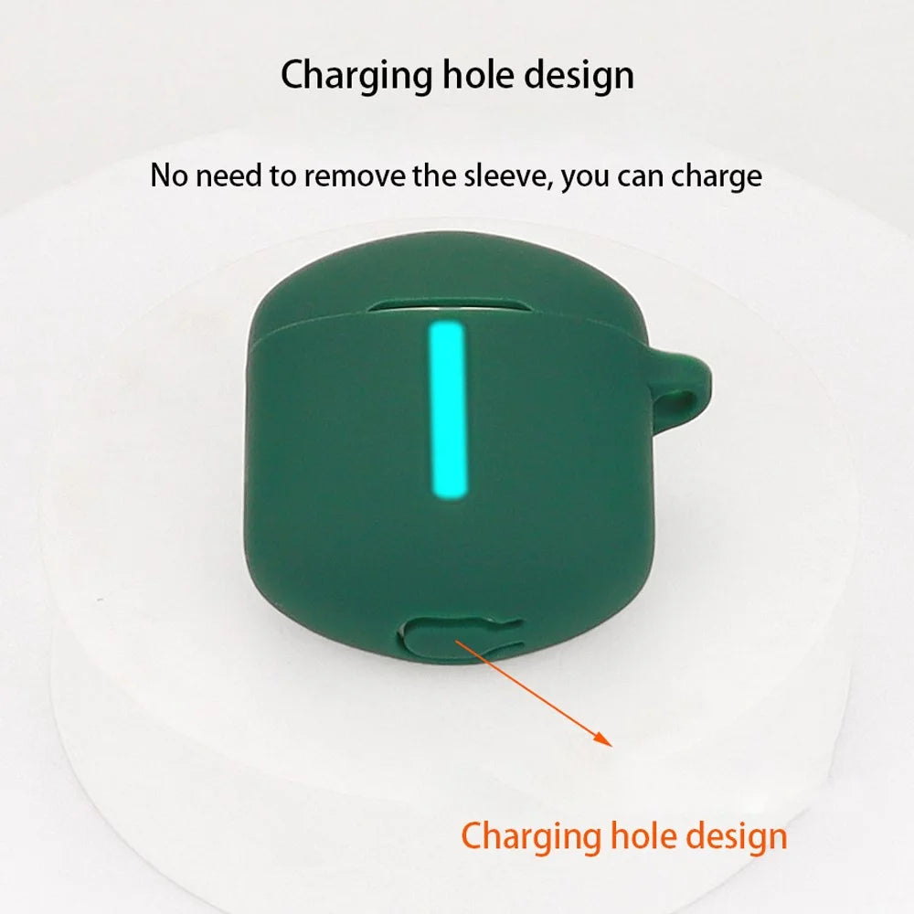 For EDIFIER HECATE GT2 Charging Bin Sleeve Bluetooth-compatible Earphone Silicone Case Headphone Cover with Buckle - Blackish Green - 6