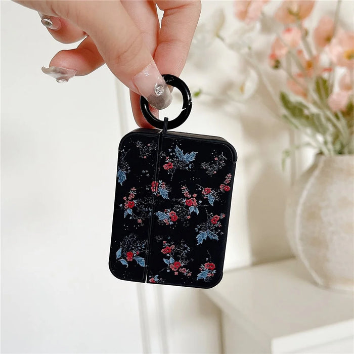 Flower Pattern Earphone Case for Apple AirPods 3 , Bluetooth-compatible Earbud Leather Coated TPU Cover with Ring Buckle - 6