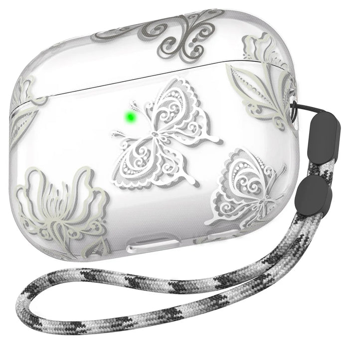 AHASTYLE WE17 Silicone Case for AirPods Pro 2 , Butterfly Printing Bluetooth-compatible Earphone Protective Cover - 1
