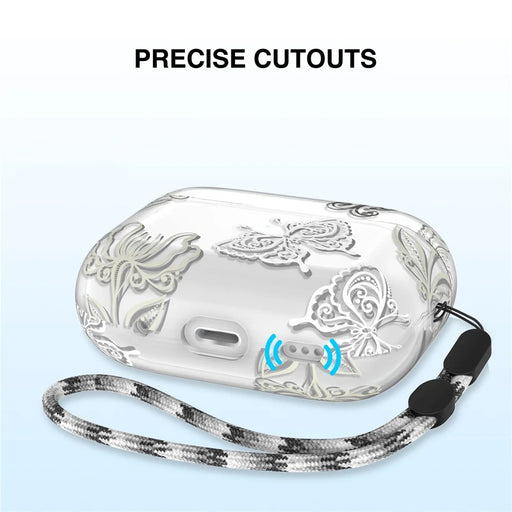 AHASTYLE WE17 Silicone Case for AirPods Pro 2 , Butterfly Printing Bluetooth-compatible Earphone Protective Cover - 2