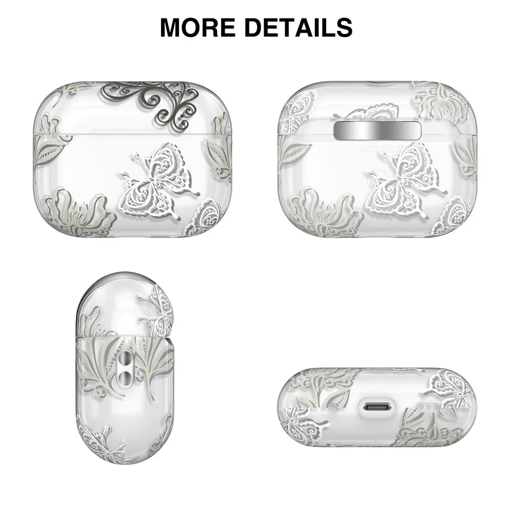 AHASTYLE WE17 Silicone Case for AirPods Pro 2 , Butterfly Printing Bluetooth-compatible Earphone Protective Cover - 7