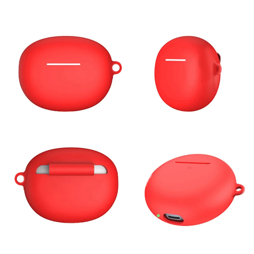 Earbud Silicone Case for Xiaomi Redmi Buds 4 Active Bluetooth-compatible Earphone Protective Cover with Buckle - Red - 5