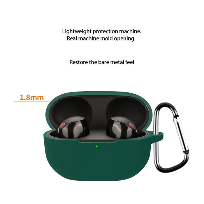 For Sony WF-1000XM5 Bluetooth-compatible Earphone Silicone Case Headphone Cover with Buckle - Blackish Green - 3