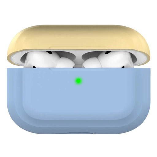 AHASTYLE PT-P2 For AirPods with Wireless Charging Case (2019) / AirPods with Charging Case (2019) / (2016) Splittable Silicone Cover - Lake Blue+Yellow - 1