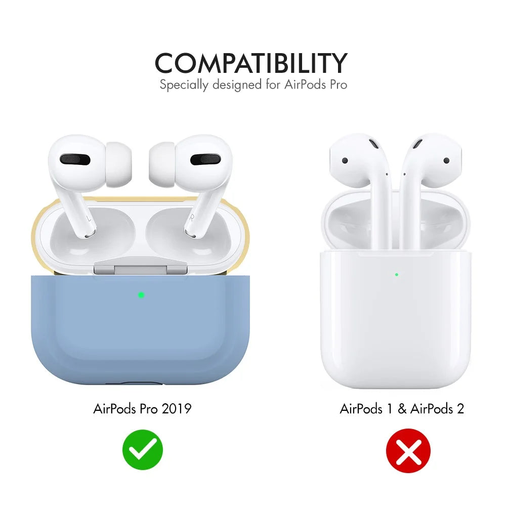 AHASTYLE PT-P2 For AirPods with Wireless Charging Case (2019) / AirPods with Charging Case (2019) / (2016) Splittable Silicone Cover - Lake Blue+Yellow - 2