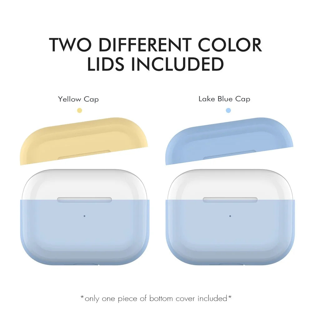 AHASTYLE PT-P2 For AirPods with Wireless Charging Case (2019) / AirPods with Charging Case (2019) / (2016) Splittable Silicone Cover - Lake Blue+Yellow - 4