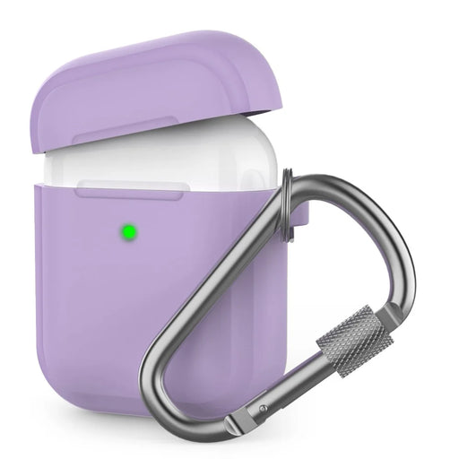 AHASTYLE PT86 Earphone Case for AirPods with Charging Case (2016) / (2019) / AirPods with Wireless Charging Case (2019) 2.0mm Silicone Cover with Carabiner - Purple - 1