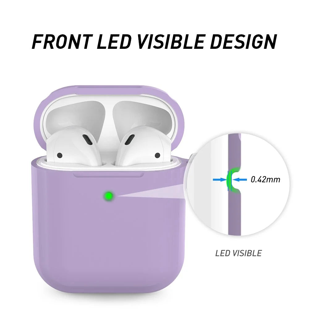 AHASTYLE PT86 Earphone Case for AirPods with Charging Case (2016) / (2019) / AirPods with Wireless Charging Case (2019) 2.0mm Silicone Cover with Carabiner - Purple - 3
