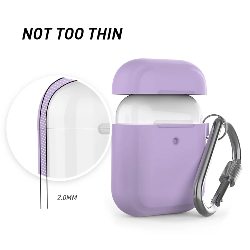 AHASTYLE PT86 Earphone Case for AirPods with Charging Case (2016) / (2019) / AirPods with Wireless Charging Case (2019) 2.0mm Silicone Cover with Carabiner - Purple - 5