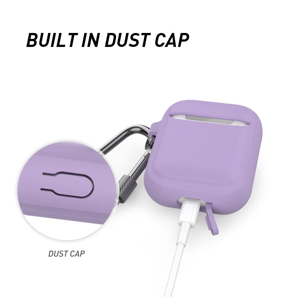 AHASTYLE PT86 Earphone Case for AirPods with Charging Case (2016) / (2019) / AirPods with Wireless Charging Case (2019) 2.0mm Silicone Cover with Carabiner - Purple - 6