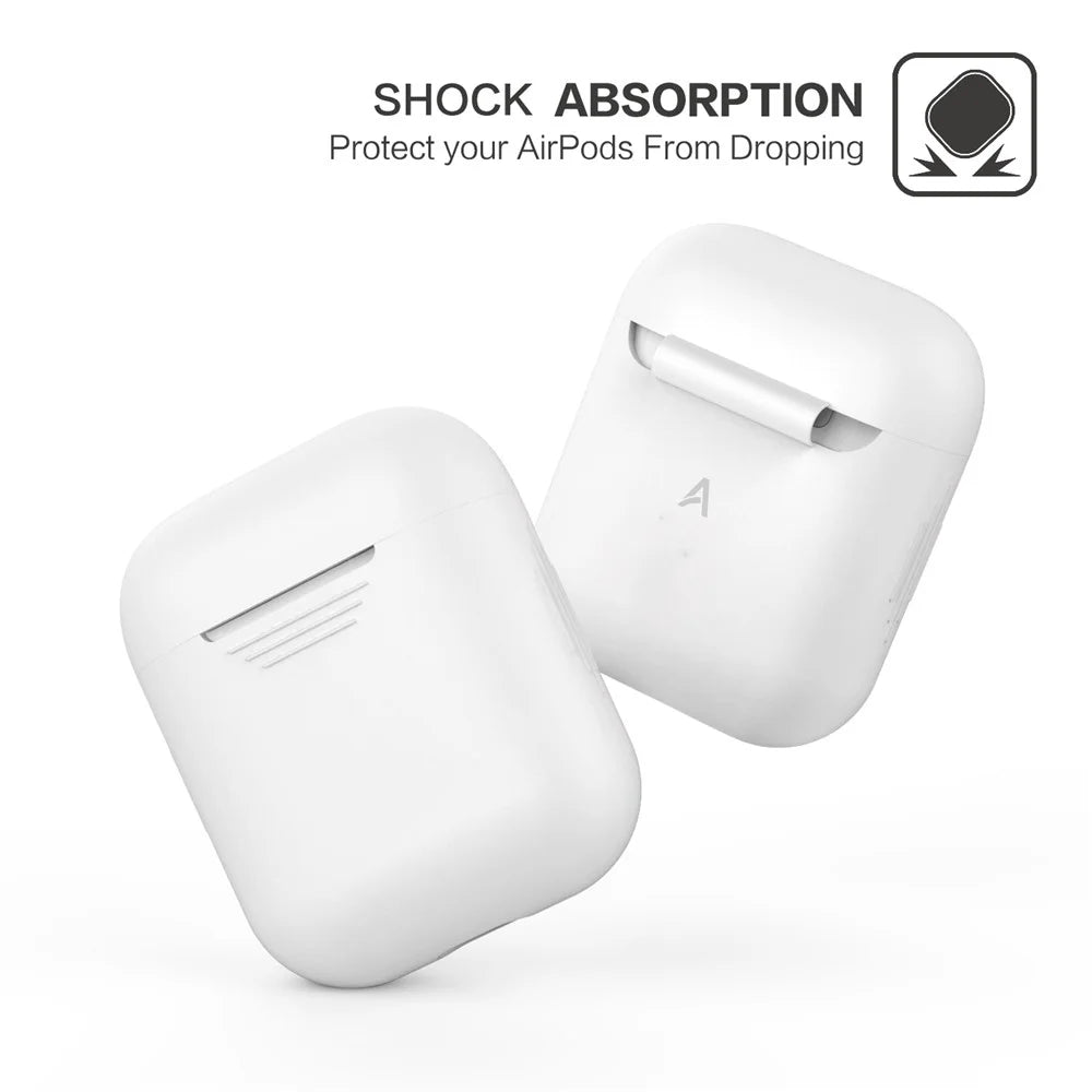 AHASTYLE PT02-3 Silicone Case for AirPods with Charging Case (2016) / (2019) / AirPods with Wireless Charging Case (2019) Bluetooth-compatible Earbud Cover - White - 2