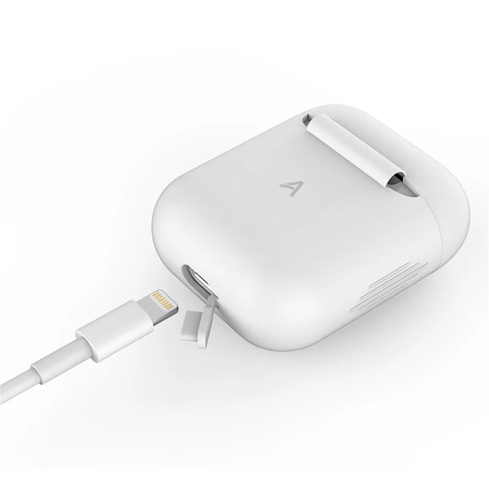 AHASTYLE PT02-3 Silicone Case for AirPods with Charging Case (2016) / (2019) / AirPods with Wireless Charging Case (2019) Bluetooth-compatible Earbud Cover - White - 3