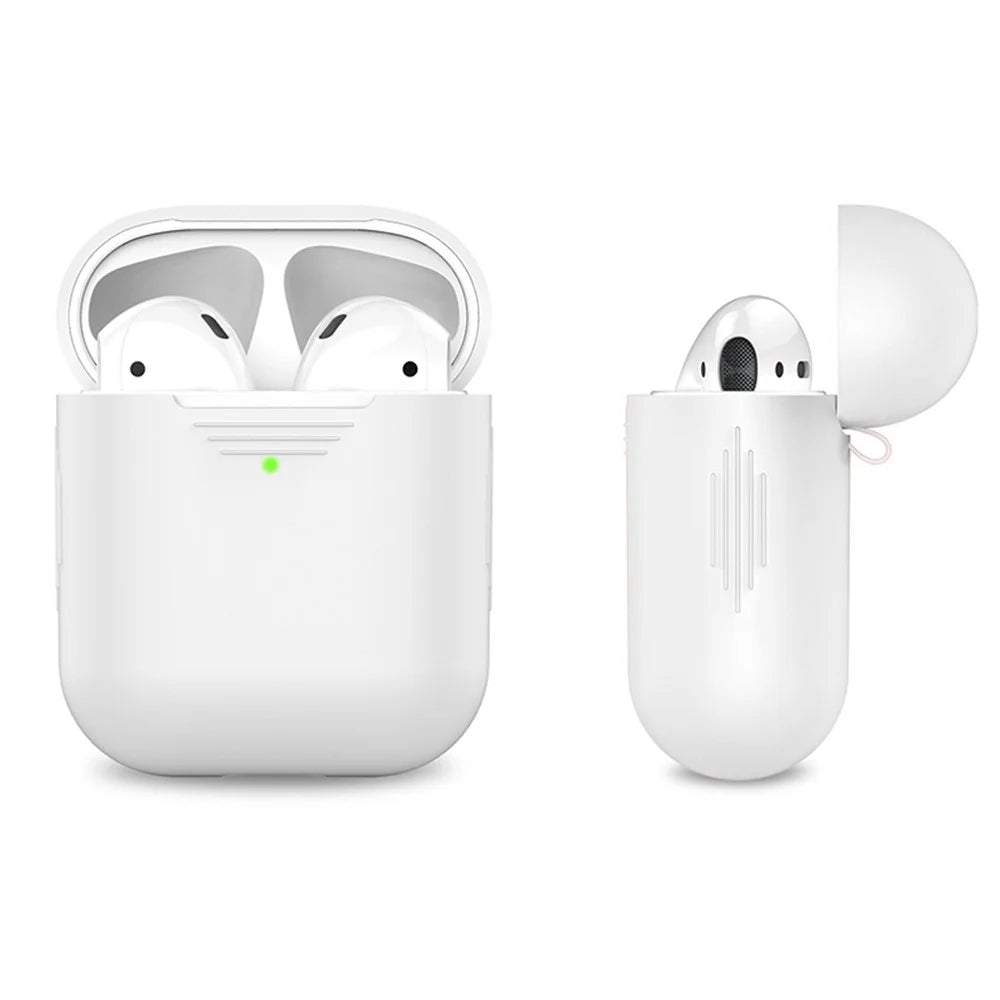 AHASTYLE PT02-3 Silicone Case for AirPods with Charging Case (2016) / (2019) / AirPods with Wireless Charging Case (2019) Bluetooth-compatible Earbud Cover - White - 4