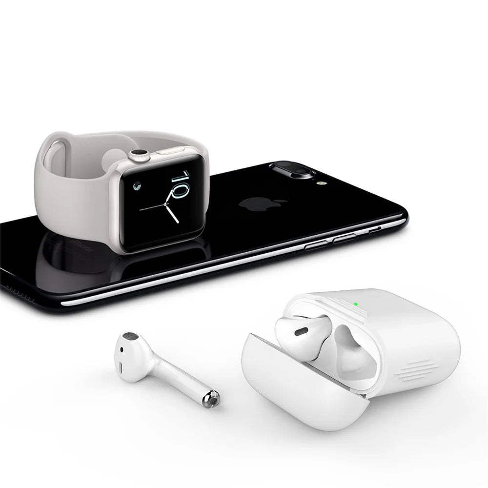 AHASTYLE PT02-3 Silicone Case for AirPods with Charging Case (2016) / (2019) / AirPods with Wireless Charging Case (2019) Bluetooth-compatible Earbud Cover - White - 5