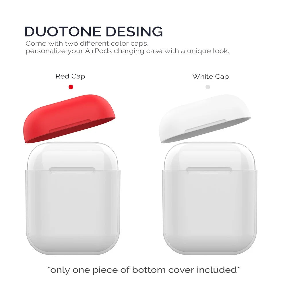 AHASTYLE PT38 Earphone Case for AirPods with Charging Case (2016) / (2019) / AirPods with Wireless Charging Case (2019) Earbud Silicone Cover - White+Red - 3