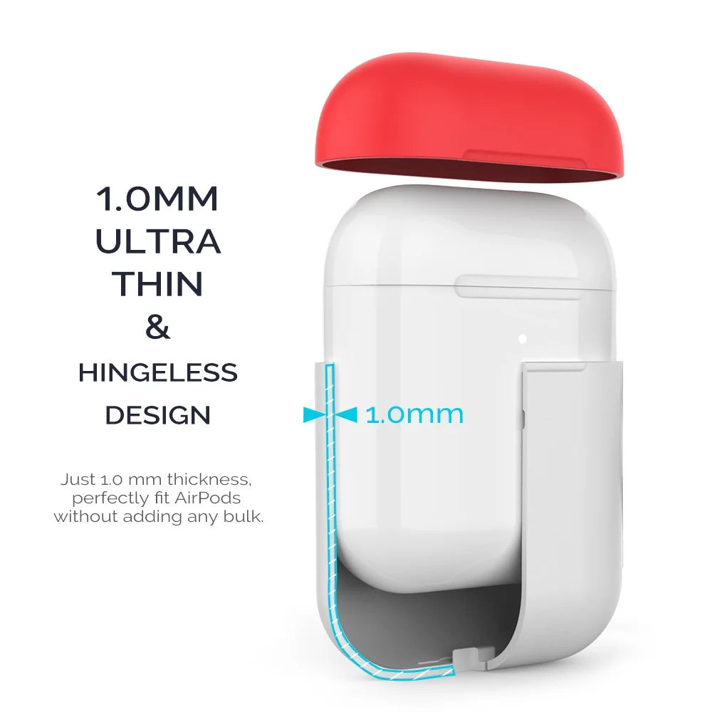 AHASTYLE PT38 Earphone Case for AirPods with Charging Case (2016) / (2019) / AirPods with Wireless Charging Case (2019) Earbud Silicone Cover - White+Red - 4