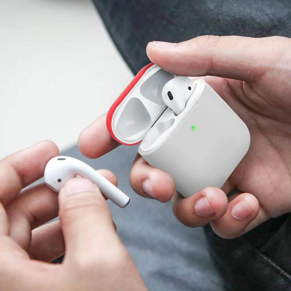 AHASTYLE PT38 Earphone Case for AirPods with Charging Case (2016) / (2019) / AirPods with Wireless Charging Case (2019) Earbud Silicone Cover - White+Red - 6