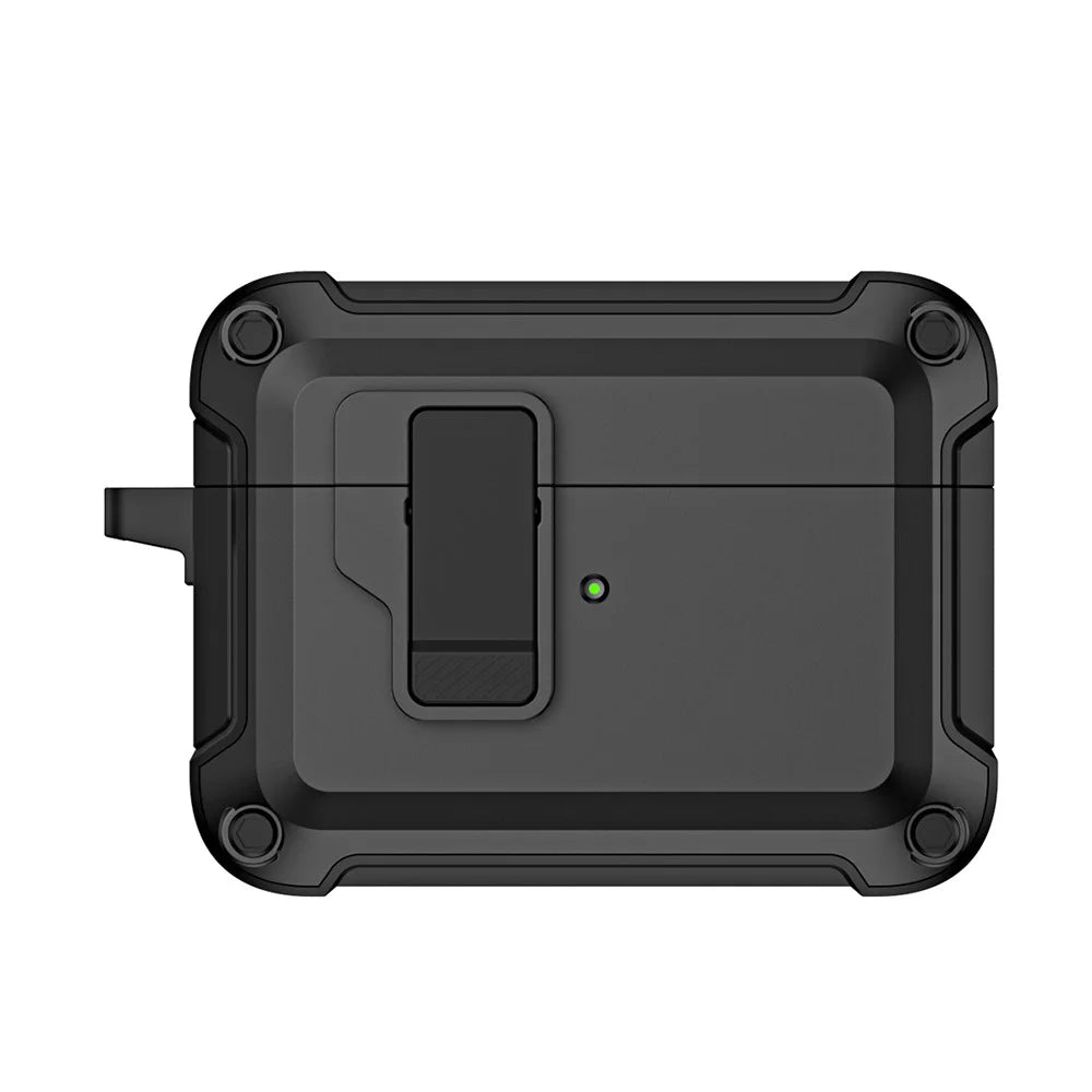 For AirPods Pro 2 Shockproof TPU+PC Case Bluetooth-compatible Earbuds Charging Case Cover with Buckle - Black - 2