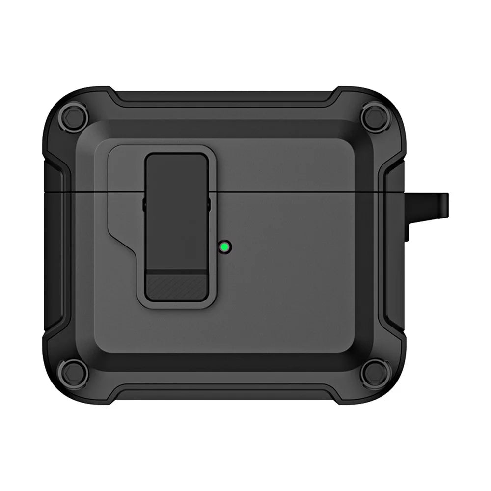 Anti-Drop TPU+PC Case for Apple AirPods 3 Bluetooth-compatible Headset Charging Case Cover with Buckle - Black - 2