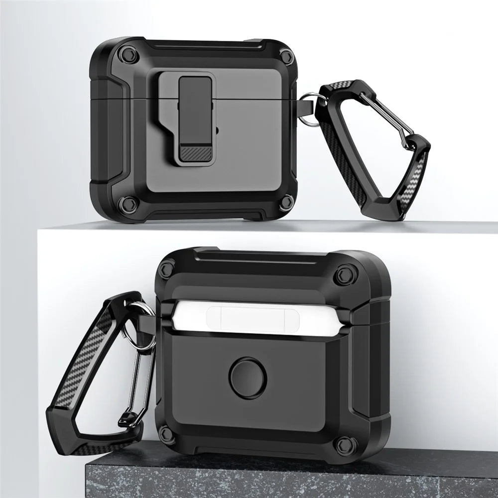 Anti-Drop TPU+PC Case for Apple AirPods 3 Bluetooth-compatible Headset Charging Case Cover with Buckle - Black - 3