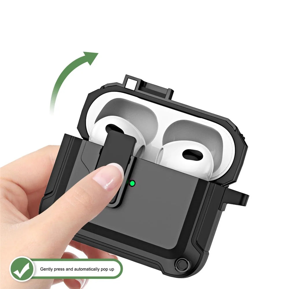 Anti-Drop TPU+PC Case for Apple AirPods 3 Bluetooth-compatible Headset Charging Case Cover with Buckle - Black - 7