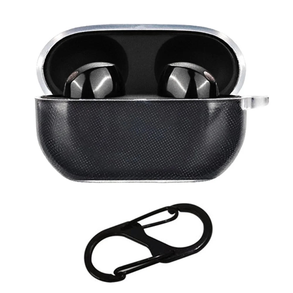 For Sony WF-1000XM5 Charging Bin Sleeve Clear Bluetooth-compatible Earphone TPU Case Cover with Buckle - 1