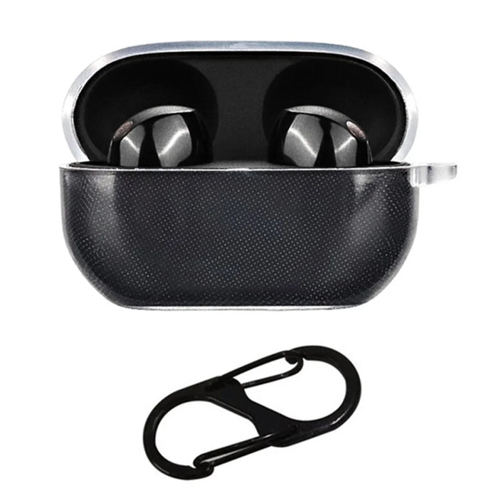 For Sony WF-1000XM5 Charging Bin Sleeve Clear Bluetooth-compatible Earphone TPU Case Cover with Buckle - 1