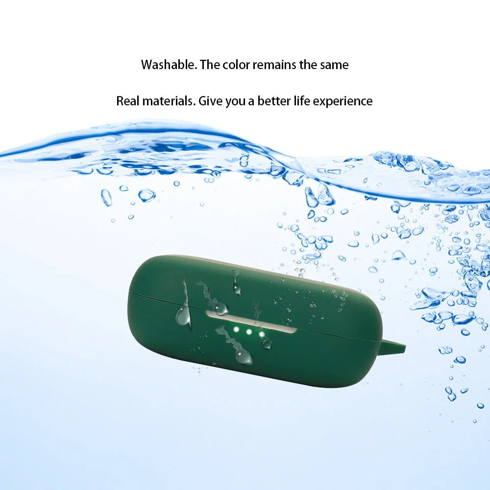 For SoundPEATS GoFree Bluetooth-compatible Earphone Silicone Case Shockproof Headphone Charging Bin Cover with Buckle - Blackish Green - 3