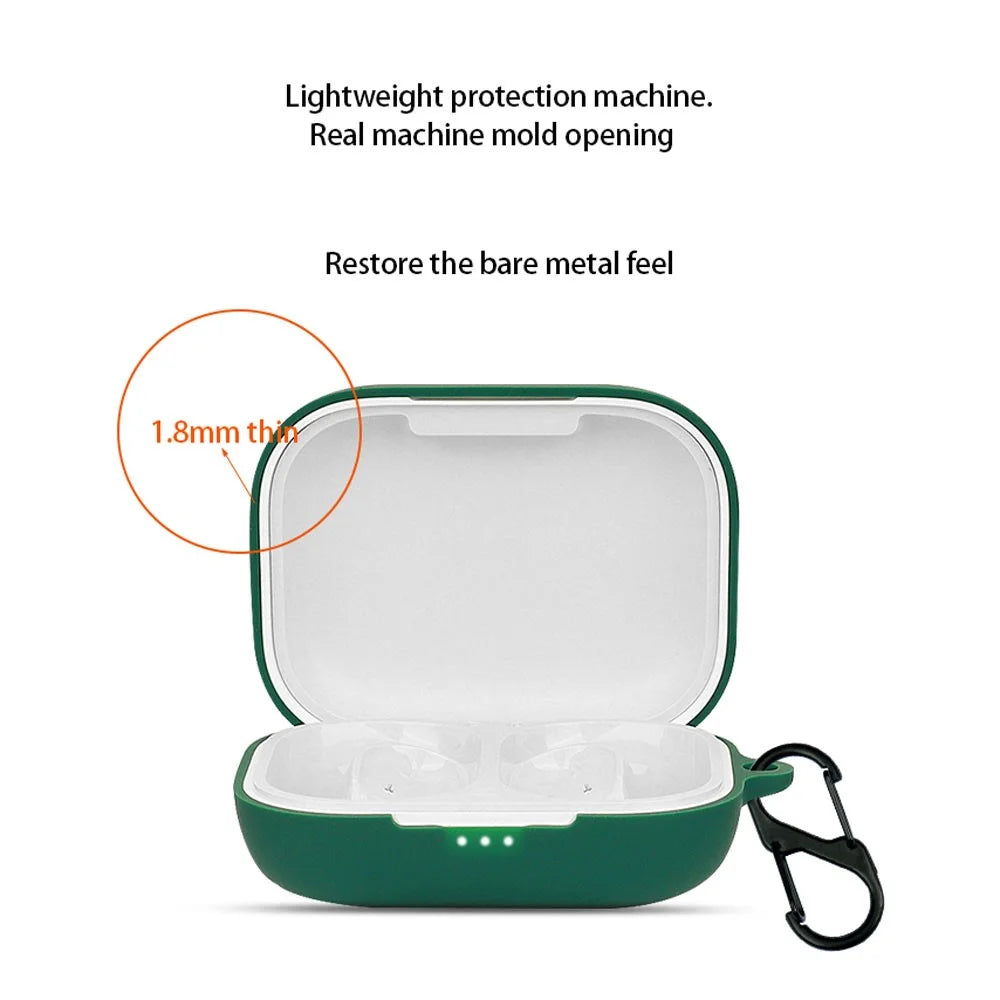 For SoundPEATS GoFree Bluetooth-compatible Earphone Silicone Case Shockproof Headphone Charging Bin Cover with Buckle - Blackish Green - 4