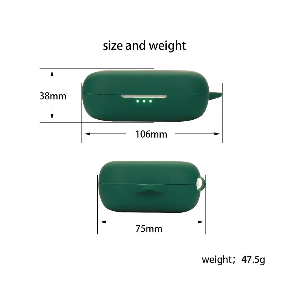 For SoundPEATS GoFree Bluetooth-compatible Earphone Silicone Case Shockproof Headphone Charging Bin Cover with Buckle - Blackish Green - 5