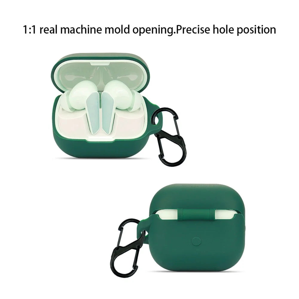 For Libratone AIR+3 Bluetooth-compatible Earphone Anti-drop Case Silicone Protective Cover with Anti-lost Buckle - Blackish Green - 3