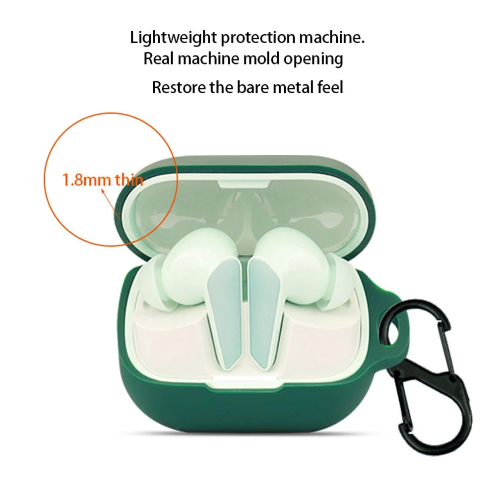 For Libratone AIR+3 Bluetooth-compatible Earphone Anti-drop Case Silicone Protective Cover with Anti-lost Buckle - Blackish Green - 5