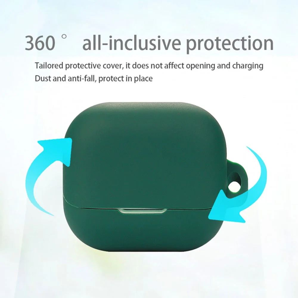 For Libratone AIR+3 Bluetooth-compatible Earphone Anti-drop Case Silicone Protective Cover with Anti-lost Buckle - Blackish Green - 6