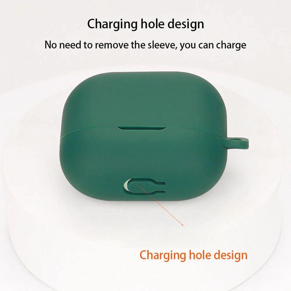 For Libratone AIR+3 Bluetooth-compatible Earphone Anti-drop Case Silicone Protective Cover with Anti-lost Buckle - Blackish Green - 7