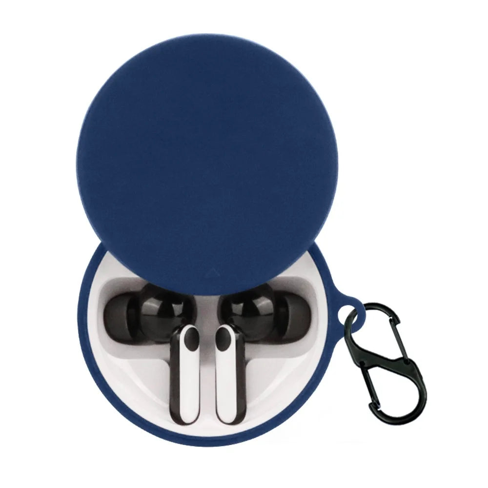 For Oraimo FreePods 4 Earphone Anti-drop Sleeve Silicone Protective Cover with Anti-lost Buckle - Dark Blue - 2