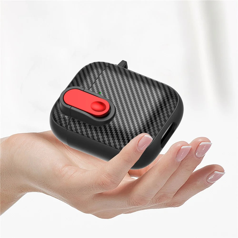 Earphone Protective Case for Apple AirPods with Charging Case (2016) / (2019) / AirPods with Wireless Charging Case (2019) , Buckle Design TPU+PC Cover - Black+Red - 7