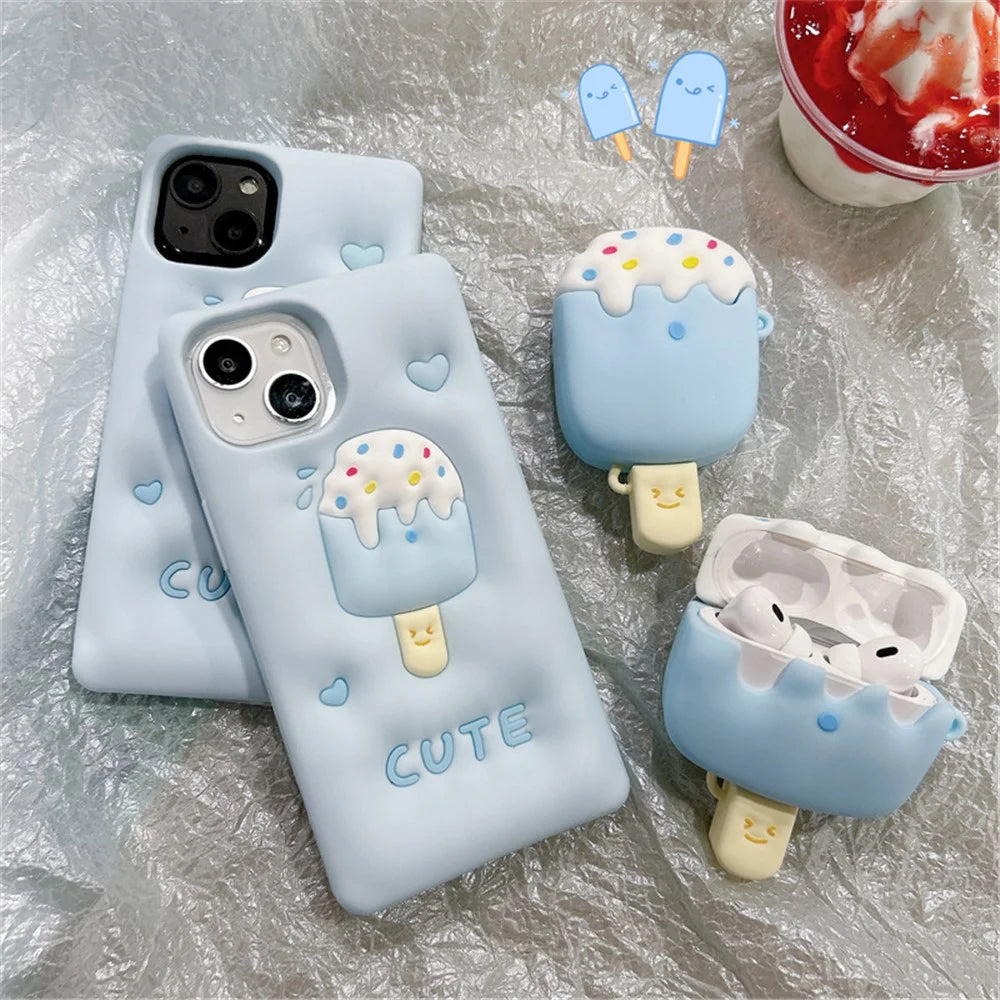 For Apple AirPods Pro  /  Pro 2 Ice Cream Design Earphone Protective Cover Silicone Case with Anti-lost Buckle - 5