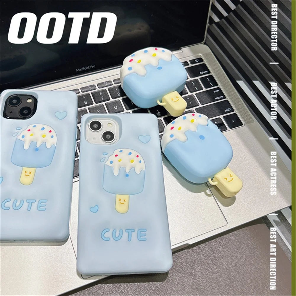 For Apple AirPods Pro  /  Pro 2 Ice Cream Design Earphone Protective Cover Silicone Case with Anti-lost Buckle - 6