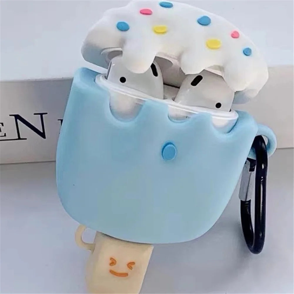 Silicone Cover for AirPods with Charging Case (2016) / (2019) / AirPods with Wireless Charging Case (2019) Ice Cream Design Earphone Protective Case - 2