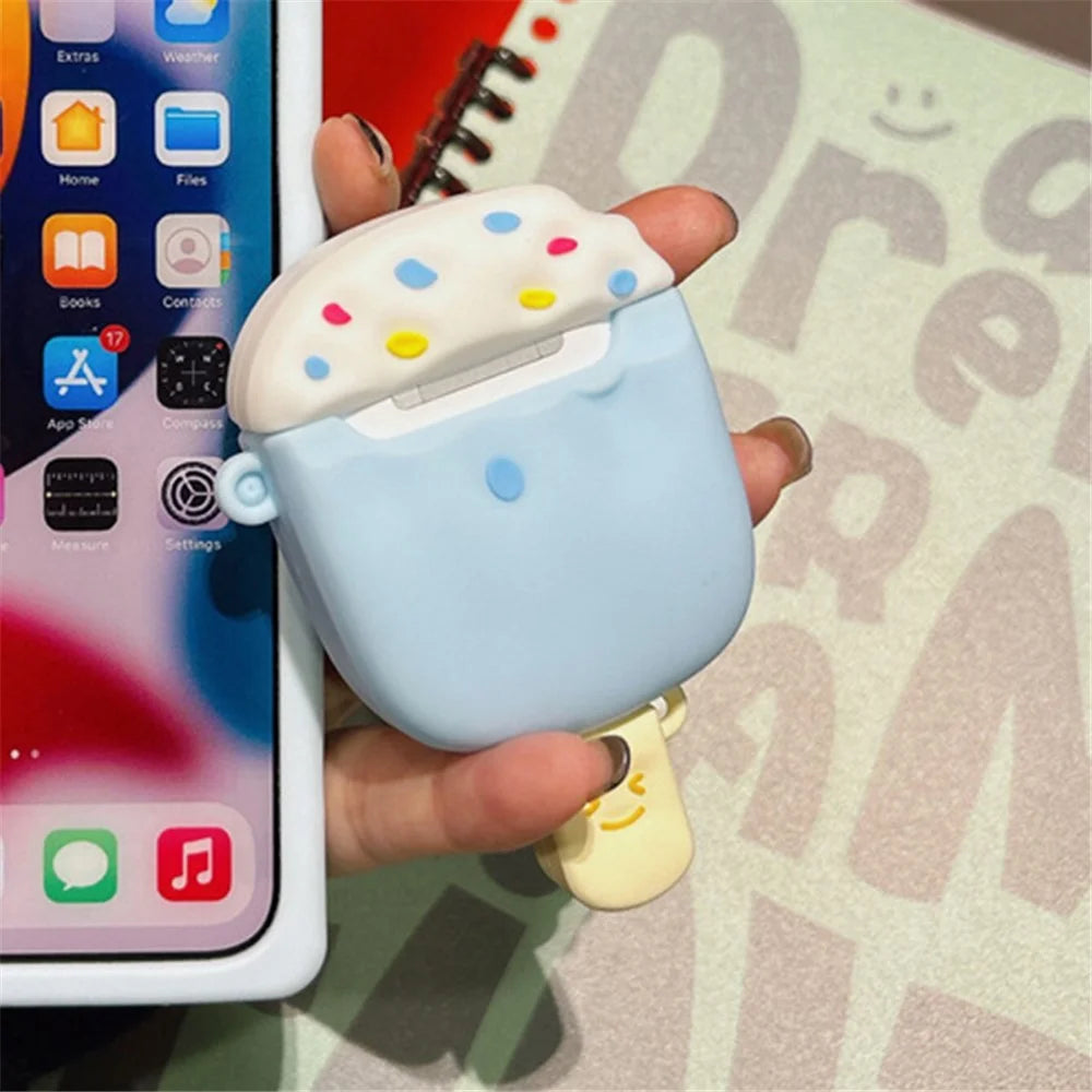 Silicone Cover for AirPods with Charging Case (2016) / (2019) / AirPods with Wireless Charging Case (2019) Ice Cream Design Earphone Protective Case - 3