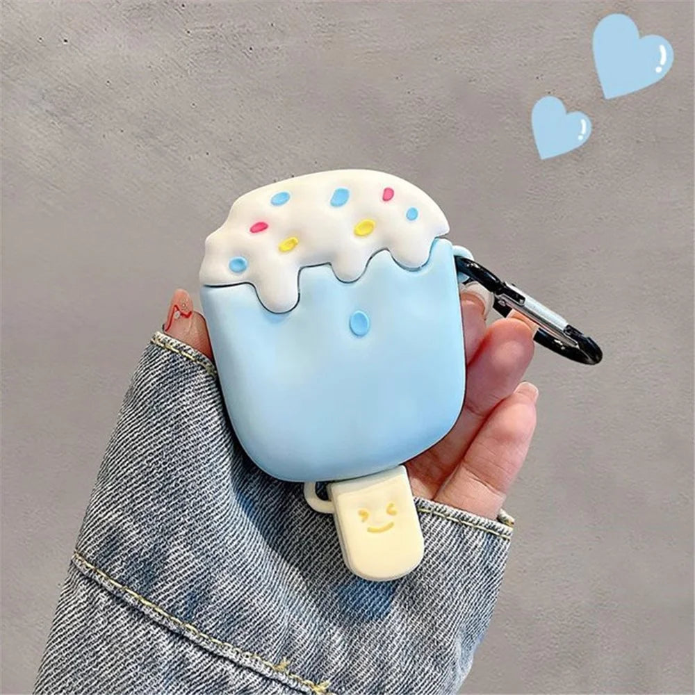 Silicone Cover for AirPods with Charging Case (2016) / (2019) / AirPods with Wireless Charging Case (2019) Ice Cream Design Earphone Protective Case - 5