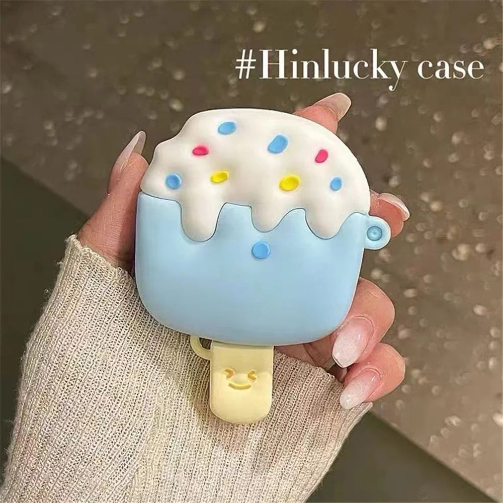 For Apple AirPods 3 Cartoon Ice Cream Design Earphone Cover Silicone Drop-proof Case with Anti-lost Buckle - 2