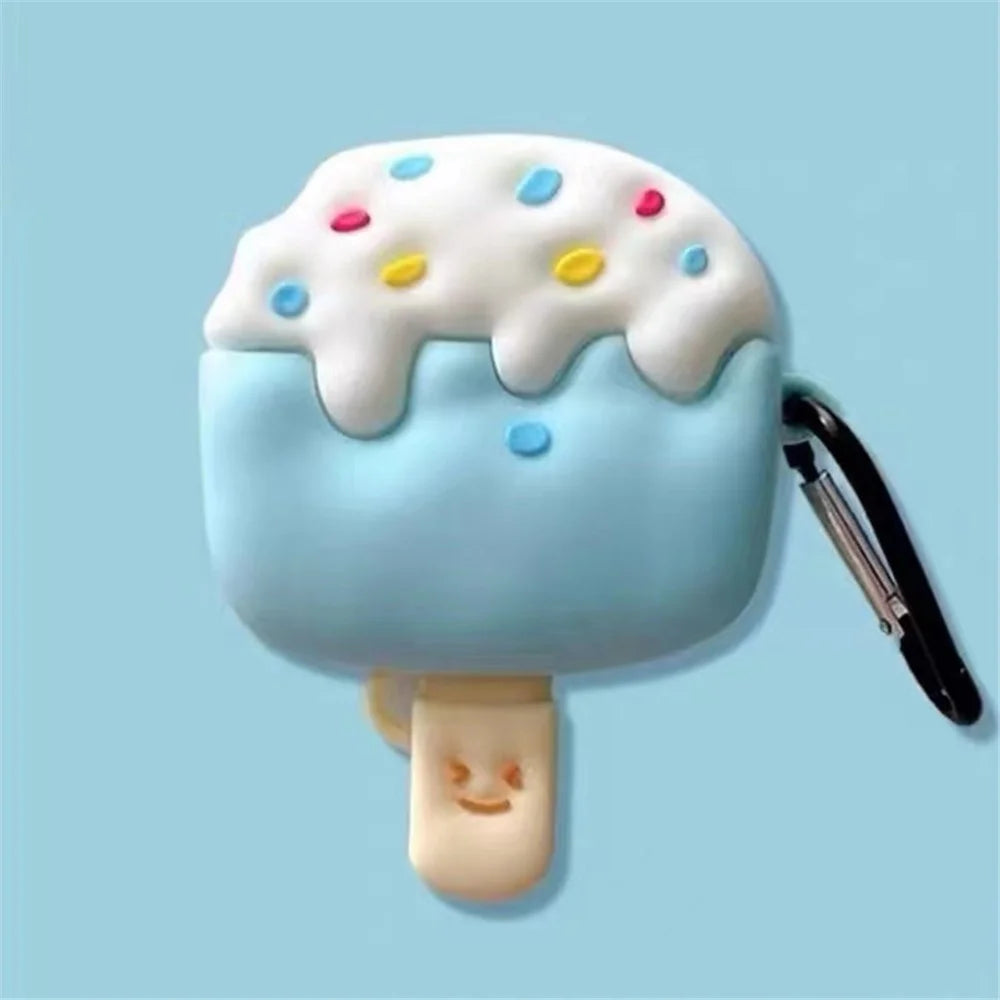 For Apple AirPods 3 Cartoon Ice Cream Design Earphone Cover Silicone Drop-proof Case with Anti-lost Buckle - 5