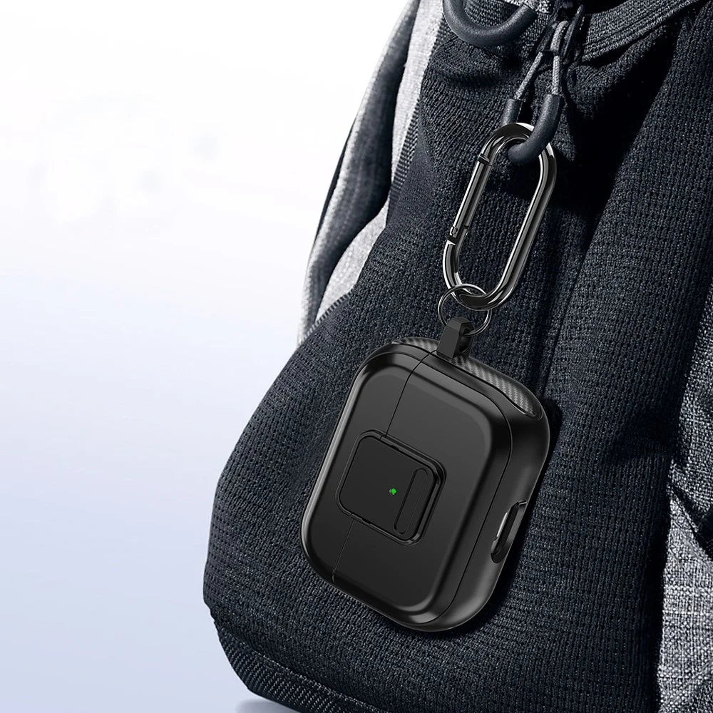 Magnetic Case for Apple AirPods Pro , Buckle Design Bluetooth-compatible Earphone TPU Cover with Carabiner - Black - 7