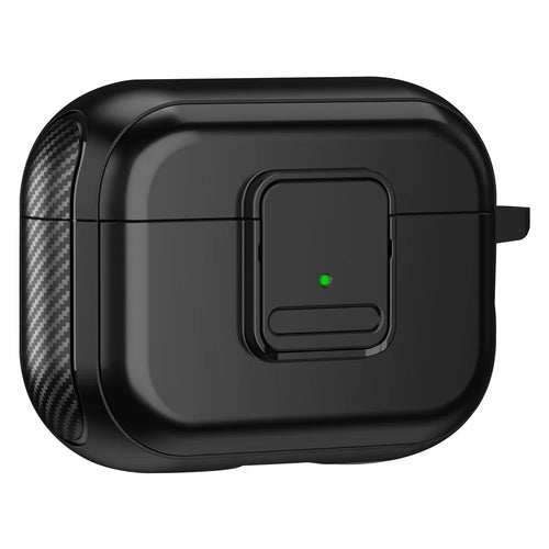 For Apple AirPods Pro 2 Magnetic Charging Earphone TPU Case Buckle Earbud Cover with Carabiner - Black - 1