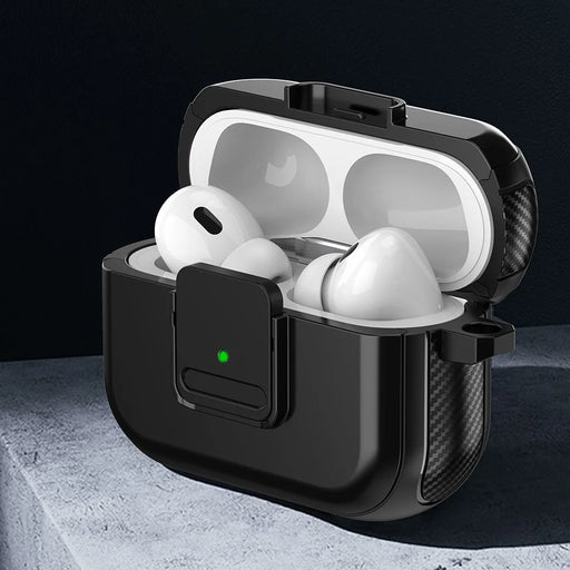 For Apple AirPods Pro 2 Magnetic Charging Earphone TPU Case Buckle Earbud Cover with Carabiner - Black - 2