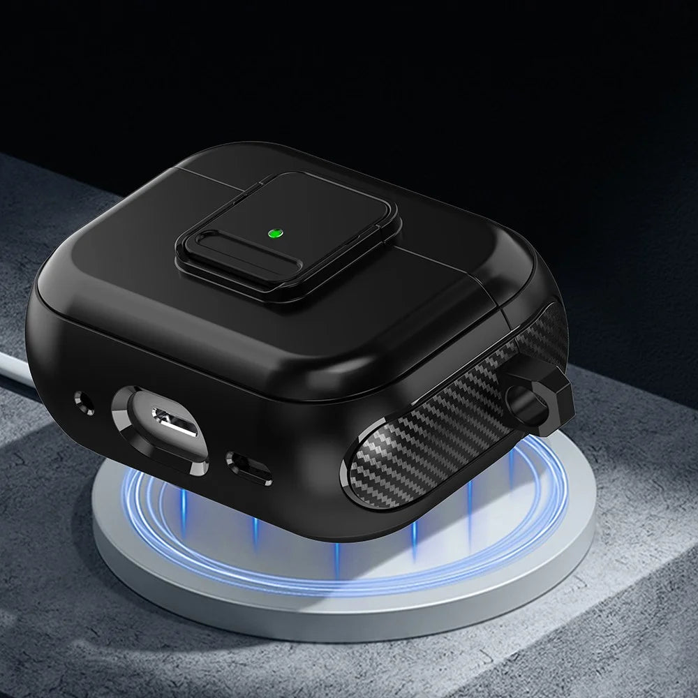 For Apple AirPods Pro 2 Magnetic Charging Earphone TPU Case Buckle Earbud Cover with Carabiner - Black - 3