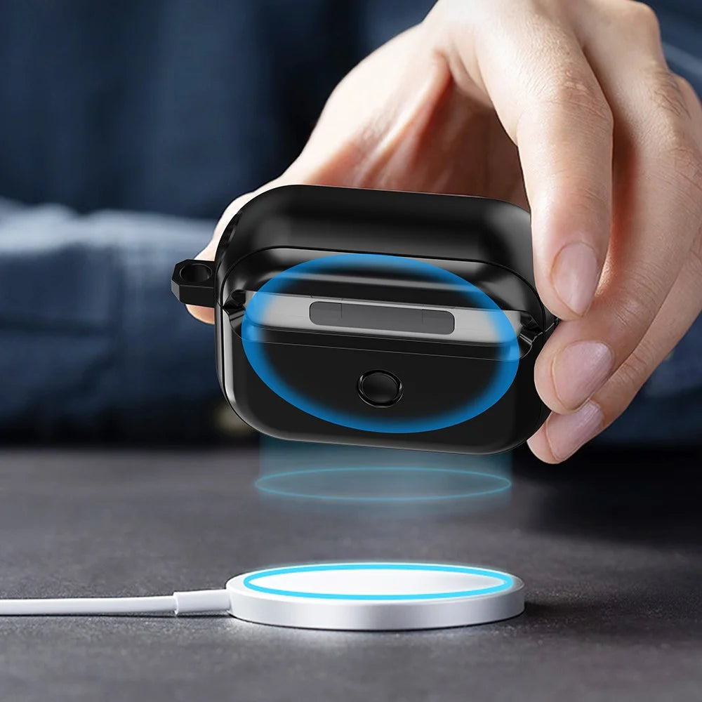 For Apple AirPods Pro 2 Magnetic Charging Earphone TPU Case Buckle Earbud Cover with Carabiner - Black - 4